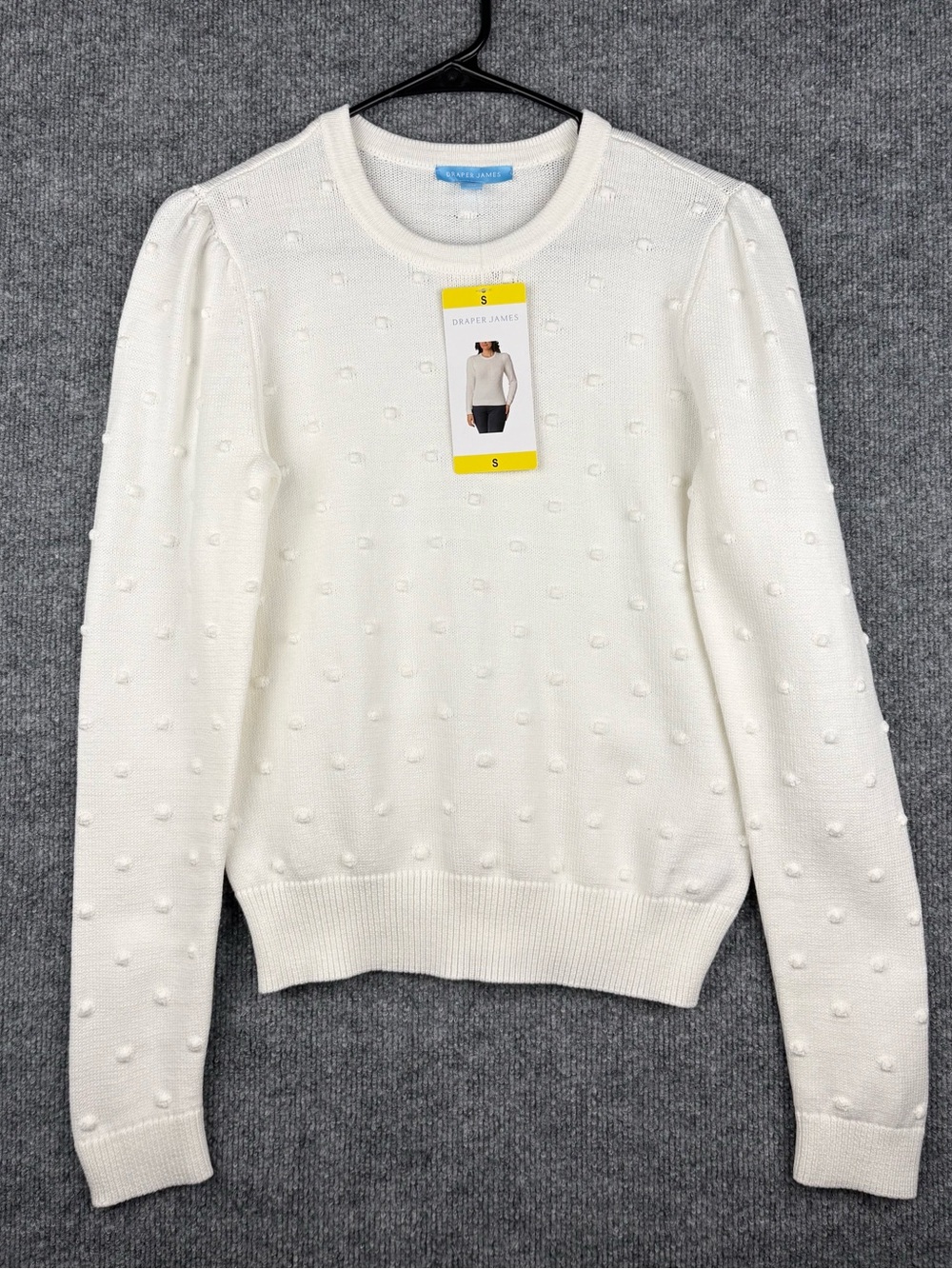 Draper James Women's Size S James Ivory Textured Dot Knit Sweater Pullover New